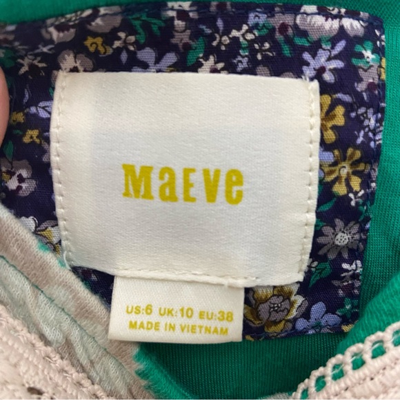 Maeve Anthropologie Floral Dandelion Emma Green Lace Trim Fit & Flare 6 - Picture 4 of 5